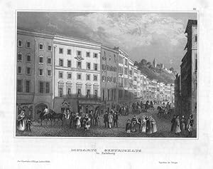 MOTZART BIRTHPLACE,HOUSE IN SALZBURG AUSTRIA,1850s Steel Engraved Antique Print