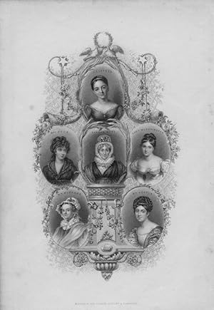 GROUP OF VICTORIAN ERA FEMALE AUTHORS, Historical literary Steel Engraved Portrait Print