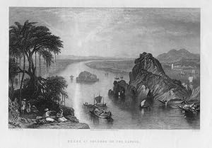 SCENE AT COLGONG ON THE GANGES After J.M.W. Turner, 1858 Historical India Steel Engraving Antique...