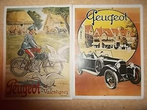 Imagen del vendedor de LOT/COLLECTION DE 4 AFFICHES CYCLES ET AUTOMOBILES PEUGEOT a la venta por Bibliofolie