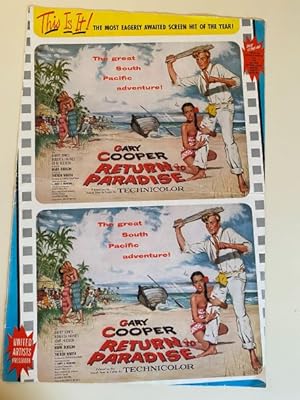 Immagine del venditore per Return to Paradise Pressbook 1953 Gary Cooper, Barry Jones, Roberta Haynes venduto da AcornBooksNH