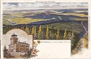 Image du vendeur pour im Schs. Erzgebirge. 2 Ansichten (Panorama von Nord-Ost, Unterkunftshaus). Farbige Ansichtskarte. Abgestempelt Oberwiesenthal 14.06.1907. mis en vente par Antiquariat Heinz Tessin