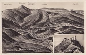 Seller image for �stlicher Teil. Panorama, unten rechts kleine Ansicht der Schneekoppe. Ansichtskarte in Photodruck. Ungelaufen. for sale by Antiquariat Heinz Tessin