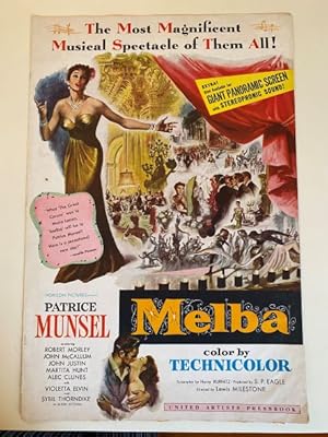 Immagine del venditore per Melba Pressbook 1953 Patrice Munsel, Robert Morley, John McCallum venduto da AcornBooksNH