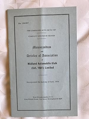 Memorandum and Articles of Association of the Midland Automobile Club Ltd. (MAC)