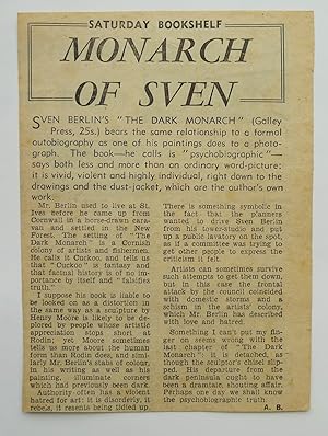 Seller image for Sven Berlin. Review of 'the Dark Monarch' by Anthony Brode. for sale by Roe and Moore