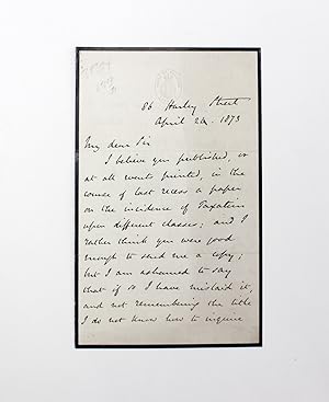 Image du vendeur pour An Original Handwritten Letter Signed by Sir Stafford Henry Northcote to Levi Leone mis en vente par Lasting Words Ltd