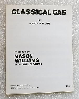 Image du vendeur pour Classical Gas, recorded by Mason Williams on Warner Brothers. Sheet Music. mis en vente par Cotswold Valley Books