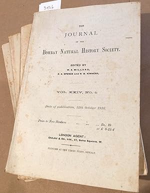 Seller image for The Journal of the Bombay Natural History Society Vol. XXIV Nos. 1- 4 1915 - 1916 (lacks index part 5) for sale by Carydale Books