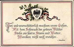 Wappen Ansichtskarte / Postkarte Freu und unerschütterlich wachsen unsre Eichen, von Fallersleben...