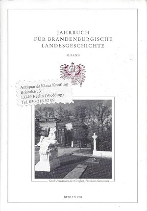 Seller image for Jahrbuch fr Brandenburgische Landesgeschiche 42.Band. Herausgegeben im Auftrage der Landesgeschichtlichen Vereinigung fr die Mark Brandenburg e.V. ( gegr. 1884 ) for sale by Klaus Kreitling