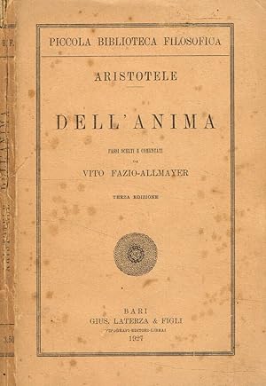 Bild des Verkufers fr Dell'anima zum Verkauf von Biblioteca di Babele
