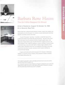 Barbara Rose Haum: The Girl Who Stepped On Bread Artist-in-Residence August 15 - October 15, 1999