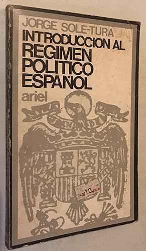 Image du vendeur pour Introduccion al regimen politico espanol mis en vente par Once Upon A Time