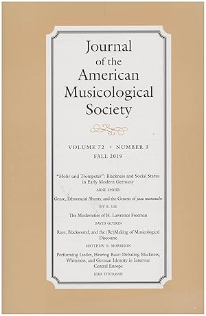 Image du vendeur pour Journal of the American Musicological Society: Music, Race, and Ethnicity (Volume 72, Number 2, Fall 2019) mis en vente par Diatrope Books