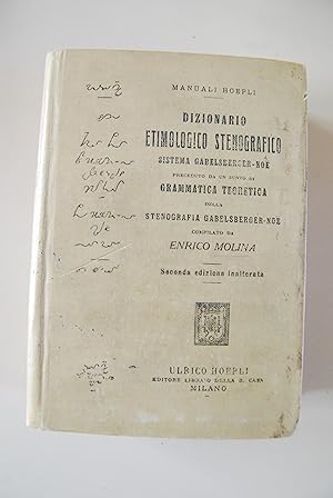 Imagen del vendedor de dizionario etimologico stenografico sistema gabelsberger noe ottime cdz. a la venta por STUDIO PRESTIFILIPPO NUNZINA MARIA PIA