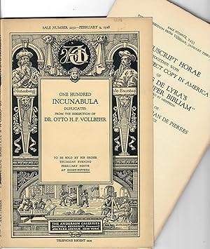 Sale 2230: One Hundred Incunabula; Duplicates from the Collection of Dr. Otto H.F. Vollbehr
