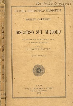 Bild des Verkufers fr Discorso sul metodo zum Verkauf von Biblioteca di Babele