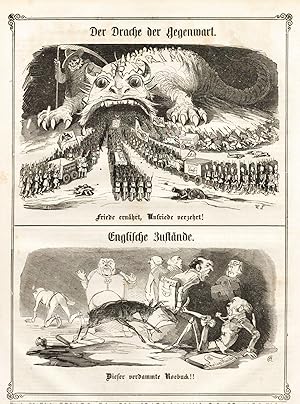 Bild des Verkufers fr Der Drache der Gegenwart und Englische Zustnde;Karrikatur aus: Kladderadatsch. Humoristisch-satyrisches Wochenblatt zum Verkauf von Antiquariat Kastanienhof