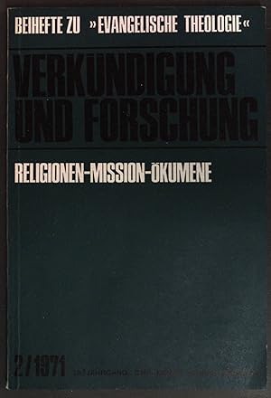 Bild des Verkufers fr berseeische Christenzeit - in: Verkndigung und Forschung; Religionen-Missionen-kuene; 16. Jahrgang, Heft 2 zum Verkauf von books4less (Versandantiquariat Petra Gros GmbH & Co. KG)