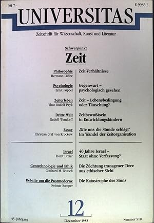 Imagen del vendedor de Universitas: Zeitschrift fr Wissenschaft, Kunst und Literatur: 43. Jg. Nr. 510; Schwerpunkt Zeit a la venta por books4less (Versandantiquariat Petra Gros GmbH & Co. KG)