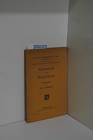 Asinarius und Rapularius / hrsg. von Karl Langosch / Sammlung mittellateinischer Texte ; 10