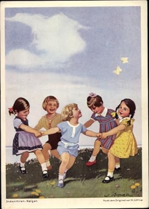 Bild des Verkufers fr Knstler Ansichtskarte / Postkarte Jttner, W., Werbung Indanthren Textilien, Kinder beim Reigen zum Verkauf von akpool GmbH