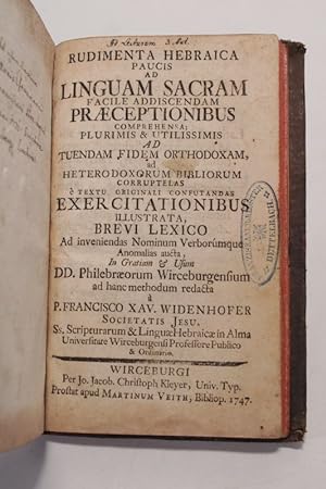 Seller image for Rudimenta Hebraica Paucis Ad Linguam Sacram Facile Addiscendam Praeceptionibus. for sale by Antiquariat Bookfarm