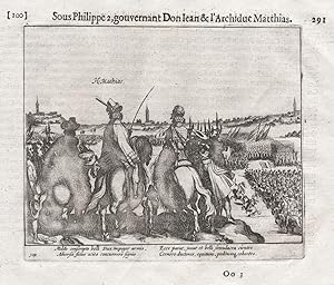 Image du vendeur pour H. Mathias" - Matthias HRR Kaiser emperor troops army / Depicts Matthias HRR before his trops in 1578 mis en vente par Antiquariat Steffen Vlkel GmbH