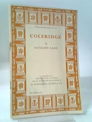 Image du vendeur pour Coleridge, Writers And Their Work mis en vente par World of Rare Books