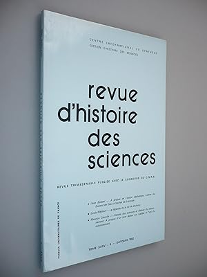 Bild des Verkufers fr Revue d'Histoire des Sciences et de leurs Applications; Tome XXXV; No 4 - Octobre 1982 zum Verkauf von Antikvariat Valentinska