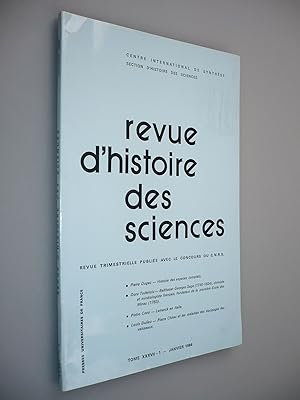 Bild des Verkufers fr Revue d'Histoire des Sciences et de leurs Applications; Tome XXXVII; No 1 - Janvier 1984 zum Verkauf von Antikvariat Valentinska