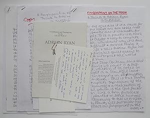 Seller image for Sven Berlin. 'A Fingerprint on he Moon. A Tribute to Adrian Ryan'. The mnauscript of his funeral elegy and related manuscript and printed material. for sale by Roe and Moore