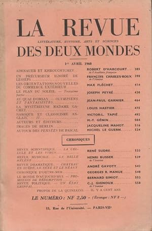 Revue des deux mondes n°7 : avril 1960 - Collectif