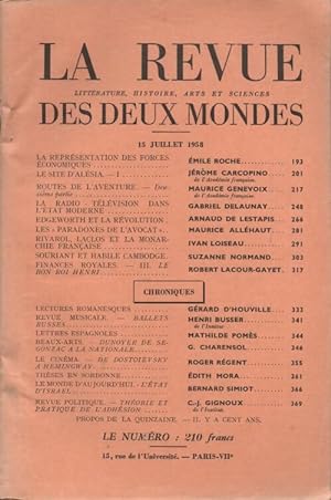 Revue des deux mondes juillet 1958 - Collectif