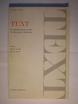 Imagen del vendedor de Text. An interdisciplinary journal for the study of discourse. Volumen 1 - 1 (1981 ) a la venta por Librera Antonio Azorn
