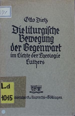 Bild des Verkufers fr Die liturgische Bewegung der Gegenwart im Lichte der Theologie Luthers. Vortrag auf der Bayerischen Pastoralkonferenz in Nrnberg und vor der Theologischen Fachschaft der Universitt Erlangen 1931. zum Verkauf von Antiquariat Bookfarm