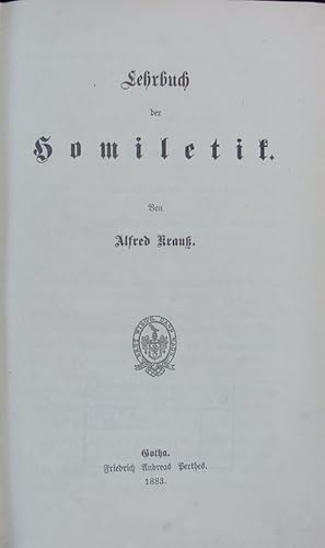 Bild des Verkufers fr Lehrbuch der Homiletik. zum Verkauf von Antiquariat Bookfarm