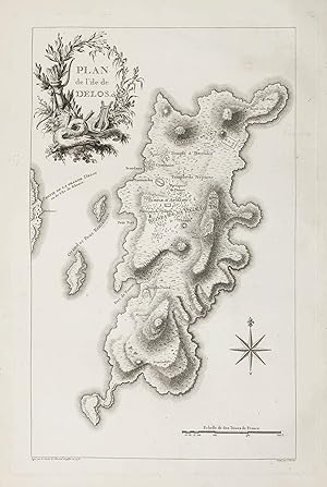 Immagine del venditore per Plan de l'ile de Delos" - Delos island Insel Greece Griechenland Aegean Sea Cyclades Karte map venduto da Antiquariat Steffen Vlkel GmbH