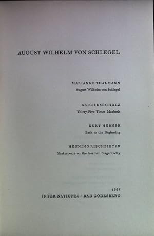 Bild des Verkufers fr August Wilhelm von Schlegel. Thirty-Five Times Macbeth. zum Verkauf von books4less (Versandantiquariat Petra Gros GmbH & Co. KG)