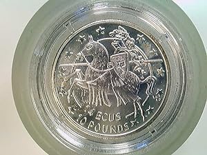 Münze/Medaille 14 ECU, 1992, Gibraltar, Rittermotiv "Karl der Große", Silber 925, 10 gr., 30 mm, ...
