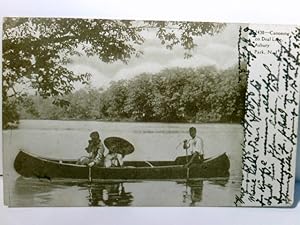 Asbury Park N.J., Canoeing on Deal Lake. Alte Ansichtskarte / Postkarte s/w. gel. 1906. Zwei Männ...