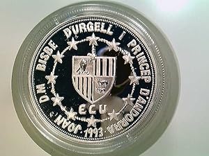 Münze/Medaille 10 Diners, ECU, 1993, Andorra, der Hl. Georg von Donatello, Silber 925, 31,47 gr.,...