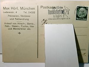 Max Hörl. München. Pelzwaren, Säckerei u. Fellhandlung. Postkarte / Auftragskarte gel. 1937 von M...