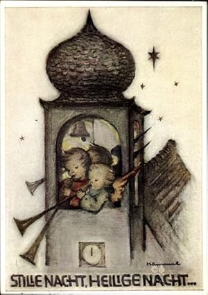 Bild des Verkufers fr Knstler Ansichtskarte / Postkarte Hummel, Berta, Stille Nacht, heilige Nacht, Nr. 14076, Weihnachten, Engel mit Fanfaren zum Verkauf von akpool GmbH