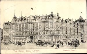 Ansichtskarte / Postkarte London City England, Hotel Cecil, Strand Front, Kutschen