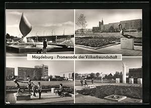 Seller image for Ansichtskarte Magdeburg, Promenade der Vlkerfreundschaft - Plastiken for sale by Bartko-Reher