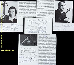 Imagen del vendedor de 3 eigenhndig von jeweils einem signierte Portraitseiten + eigenhndig von allen drei signierte und datierte Autogrammkarte. a la venta por Antiquariat Bebuquin (Alexander Zimmeck)