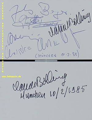 Bild des Verkufers fr 2 eigenhndig signierte und datierte Autogrammkarten. (1 alle , 1 nur Bolling) zum Verkauf von Antiquariat Bebuquin (Alexander Zimmeck)
