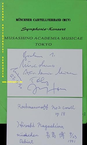 Seller image for 2 signierte, datierte und lokalisierte Autogrammkarten. Mit der Musashino Academia Musicae Tokyo. for sale by Antiquariat Bebuquin (Alexander Zimmeck)